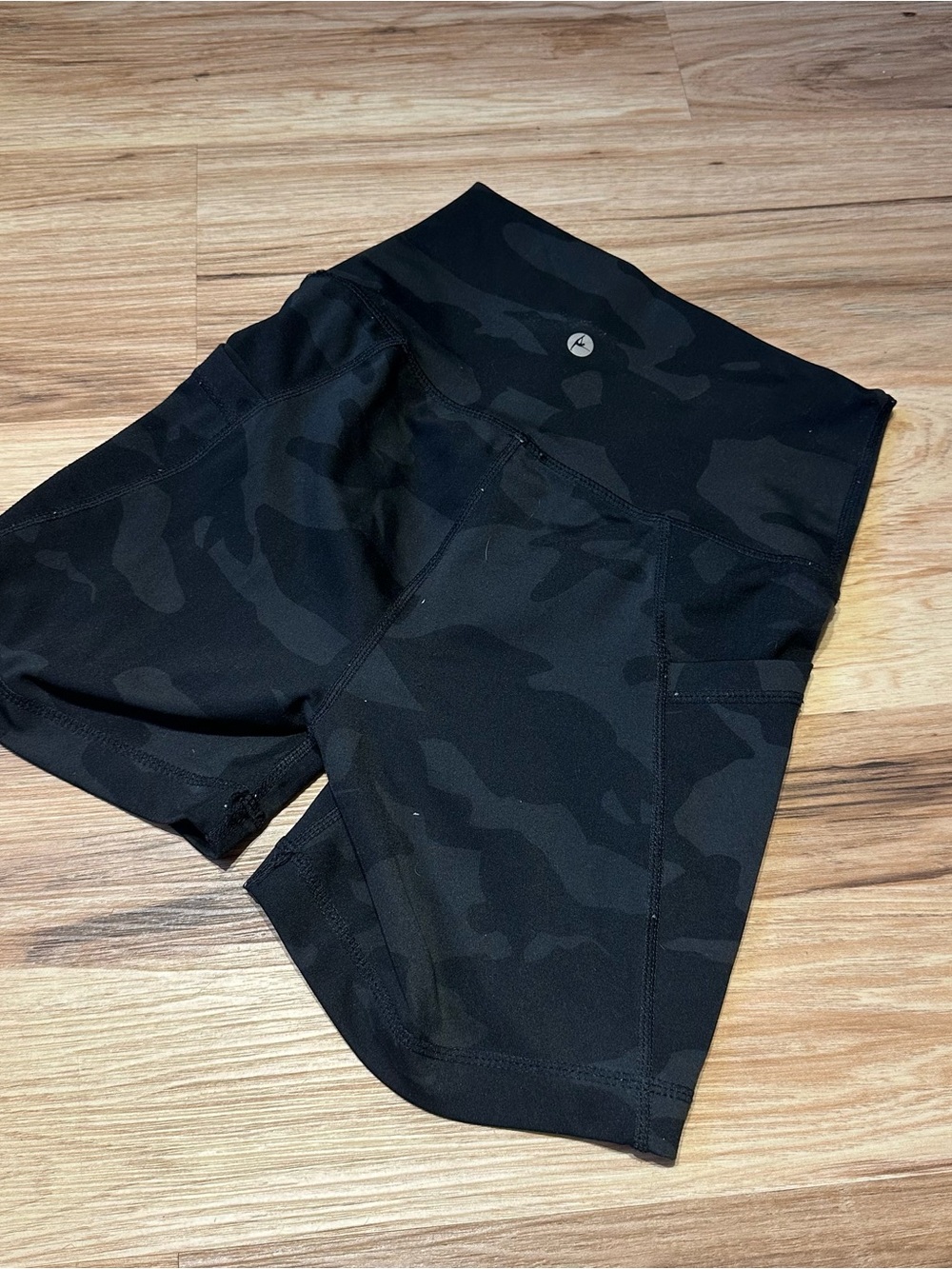 Black Camo High-Waist Athletic Shorts